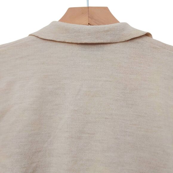 Madewell Polo Sweater Womens Small Beige 100% Merino Wool Knit Pullover Casual - Picture 6 of 10